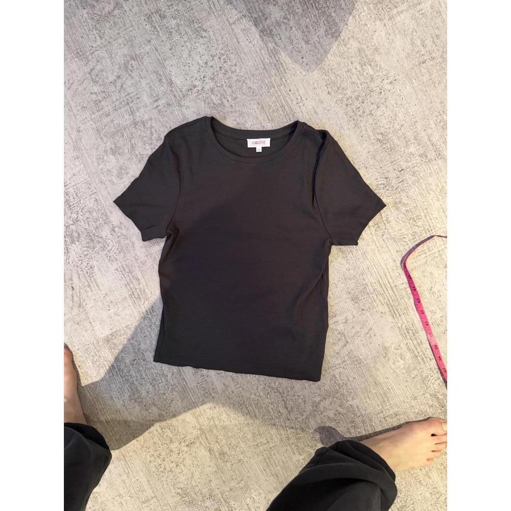 NWOT Goldie Charcoal Grey XS Ribbed Short Sleeve T-Shirt